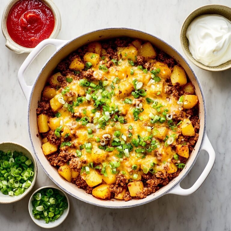 Ground Beef and Potato Skillet with Cheddar and Green Onions Recipe