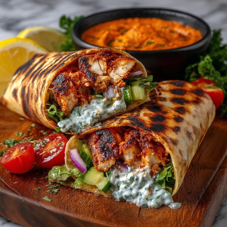 Greek Chicken Wraps with Roasted Red Pepper Sauce Recipe
