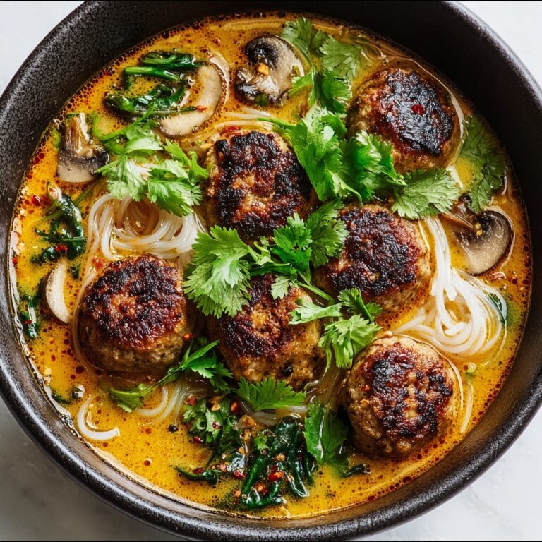Thai-Style Chicken Meatball Noodle Soup Recipe