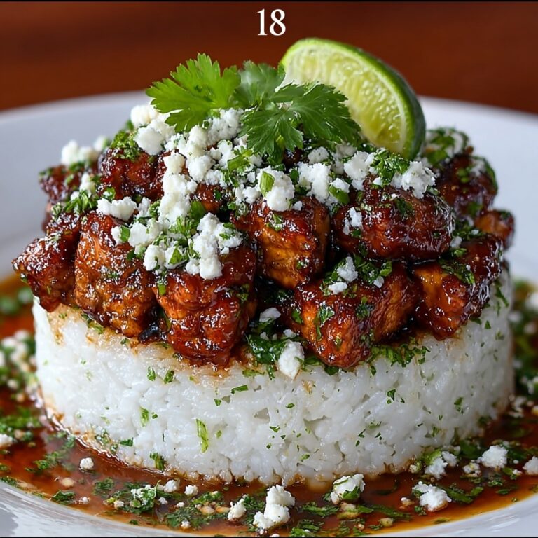 Honey Lime Chicken Rice Stack with Feta Crumble & Herbs Recipe