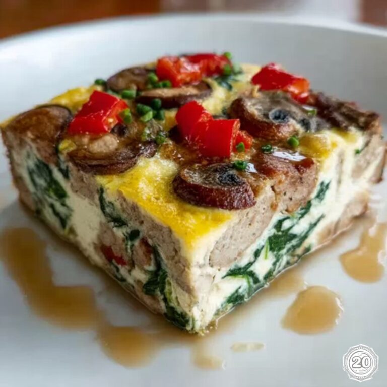 Hearty Sausage Spinach Mushroom Egg Bake Recipe