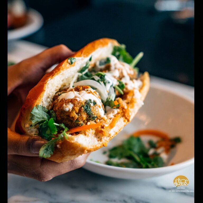 Ginger Chicken Meatball Sandwiches with Fresh Herbs and Chili Crisp Recipe