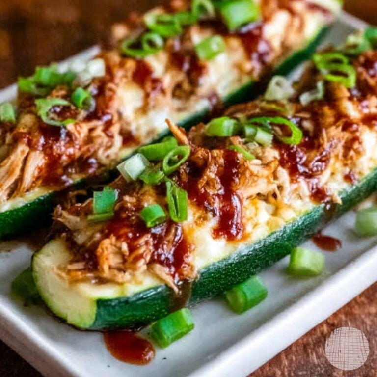 Sticky BBQ Chicken Zucchini Boats Recipe