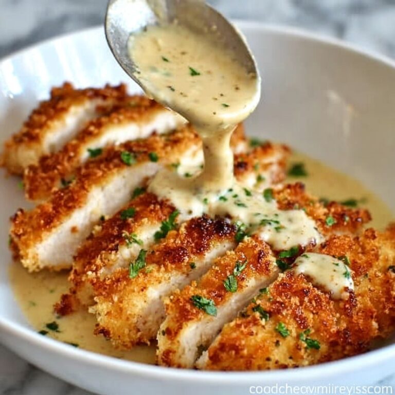 Parmesan Crusted Chicken with Creamy Garlic Sauce Recipe