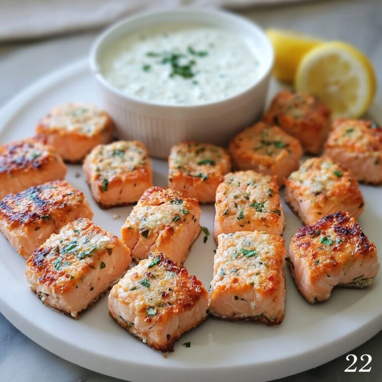Air Fryer Salmon Bites with Garlic Cream Sauce Recipe